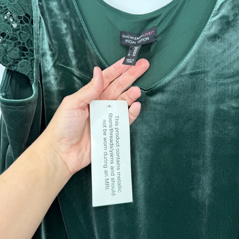 NWT Isaac Mizrahi Live Special Edition Green Velvet Lace Dress US 20W Plus Size - Picture 4 of 6